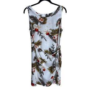 Vintage Two Palms Hawaiian Orchid White Side Tie Dress Floral size Medium